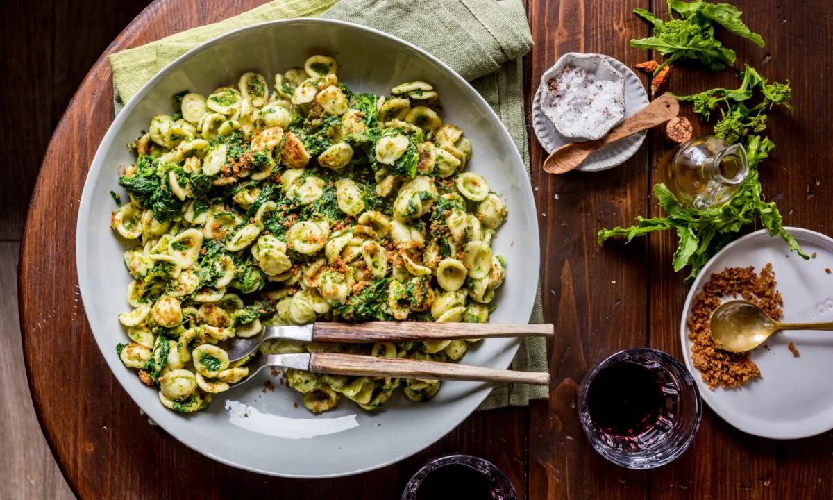 Orecchiette with broccoli rabe, or cime di rapa, is a classic Apulian dish, combining the southern region's typical pasta and most representative winter greens. (Giulia Scarpaleggia)