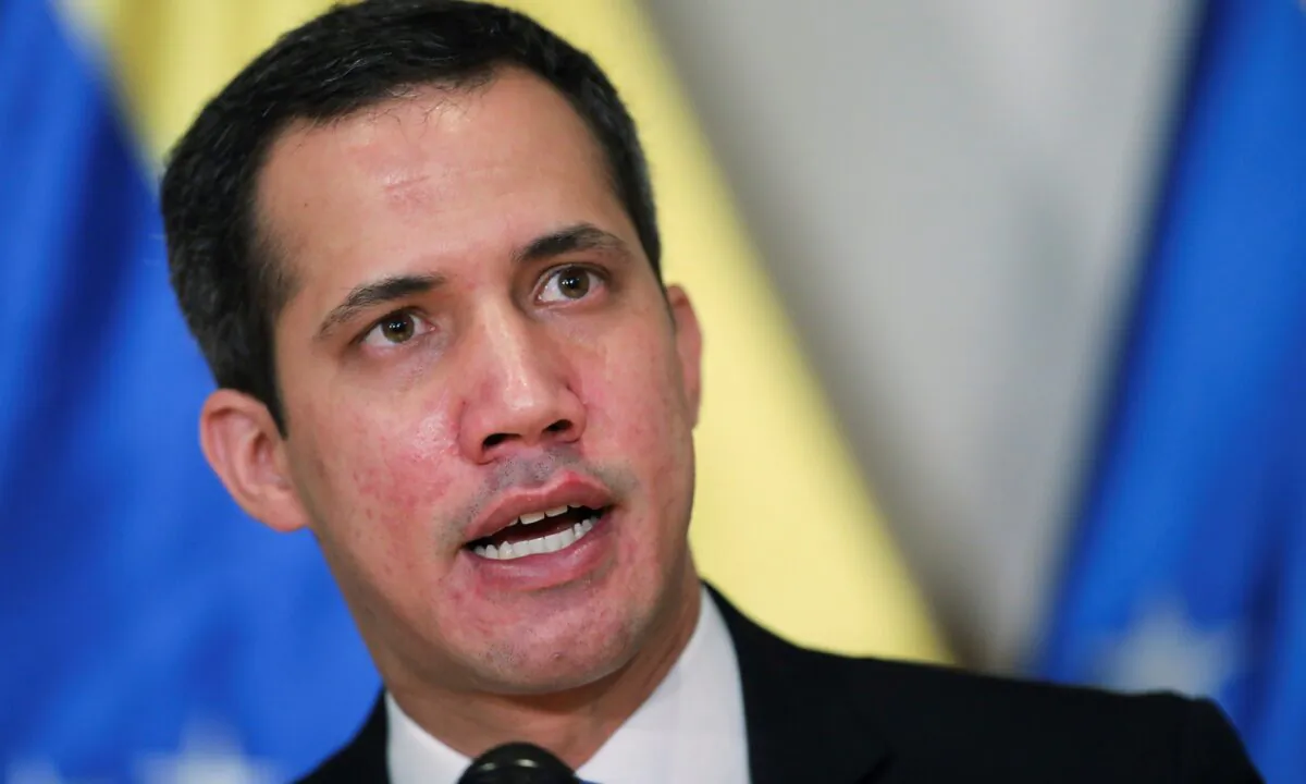 Venezuelan opposition leader Juan Guaido speaks during a news conference in Caracas, Venezuela, on Dec. 5, 2020. (Manaure Quintero/Reuters)