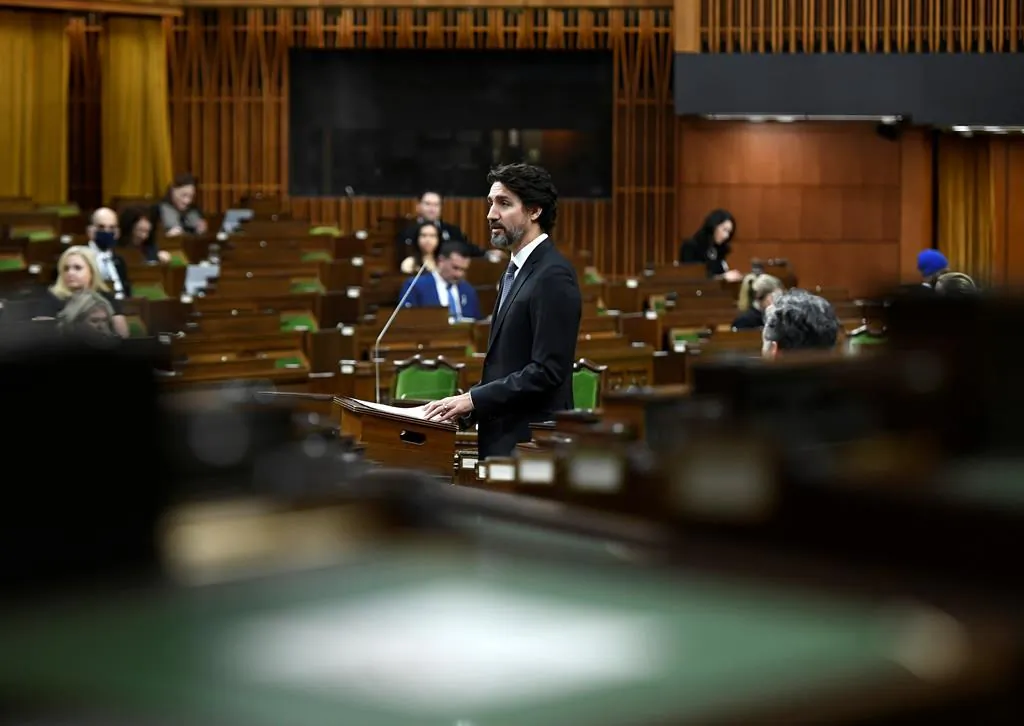 Prime Minister Justin Trudeau speaks in the House of Commons on Parliament Hill in Ottawa, on Dec. 3, 2020. (Justin Tang/The Canadian Press)