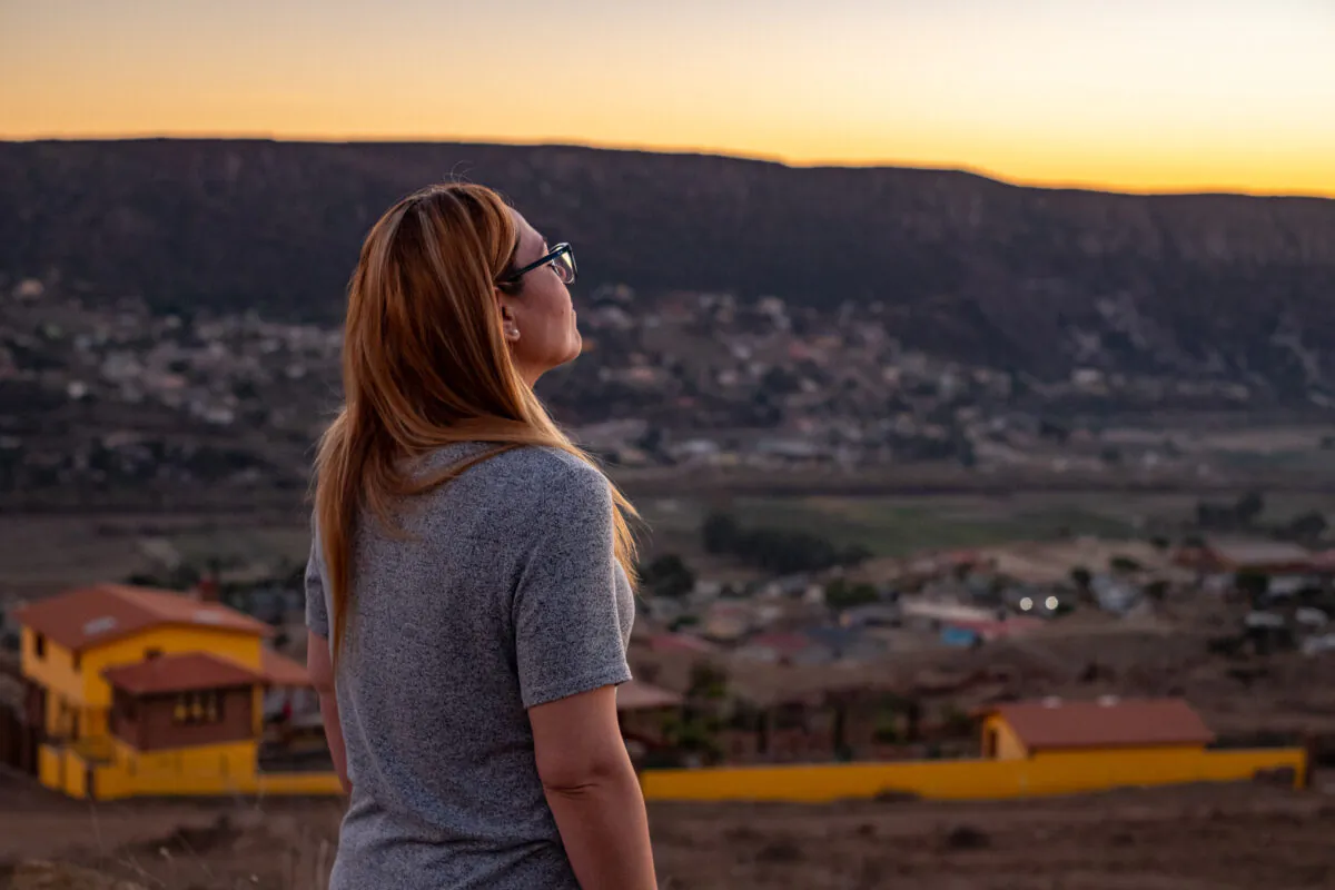 A woman who helps victims of sex trafficking, stands in Baja California state, Mexico, on Jan. 16, 2021. (John Fredricks/The Epoch Times)