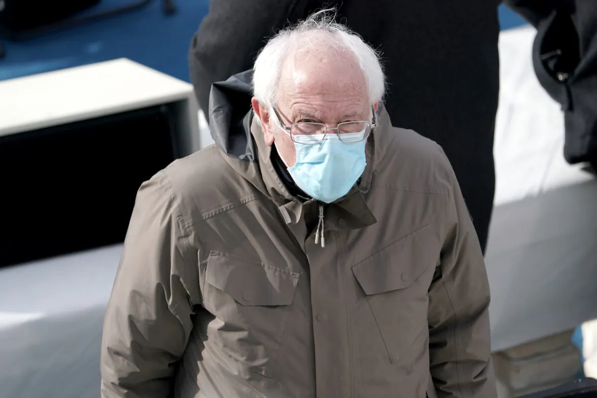 Sen. Bernie Sanders (I-Vt.) is seen prior to the 59th Presidential Inauguration in Washington on Jan. 20, 2021. (Greg Nash/Pool/Getty Images)