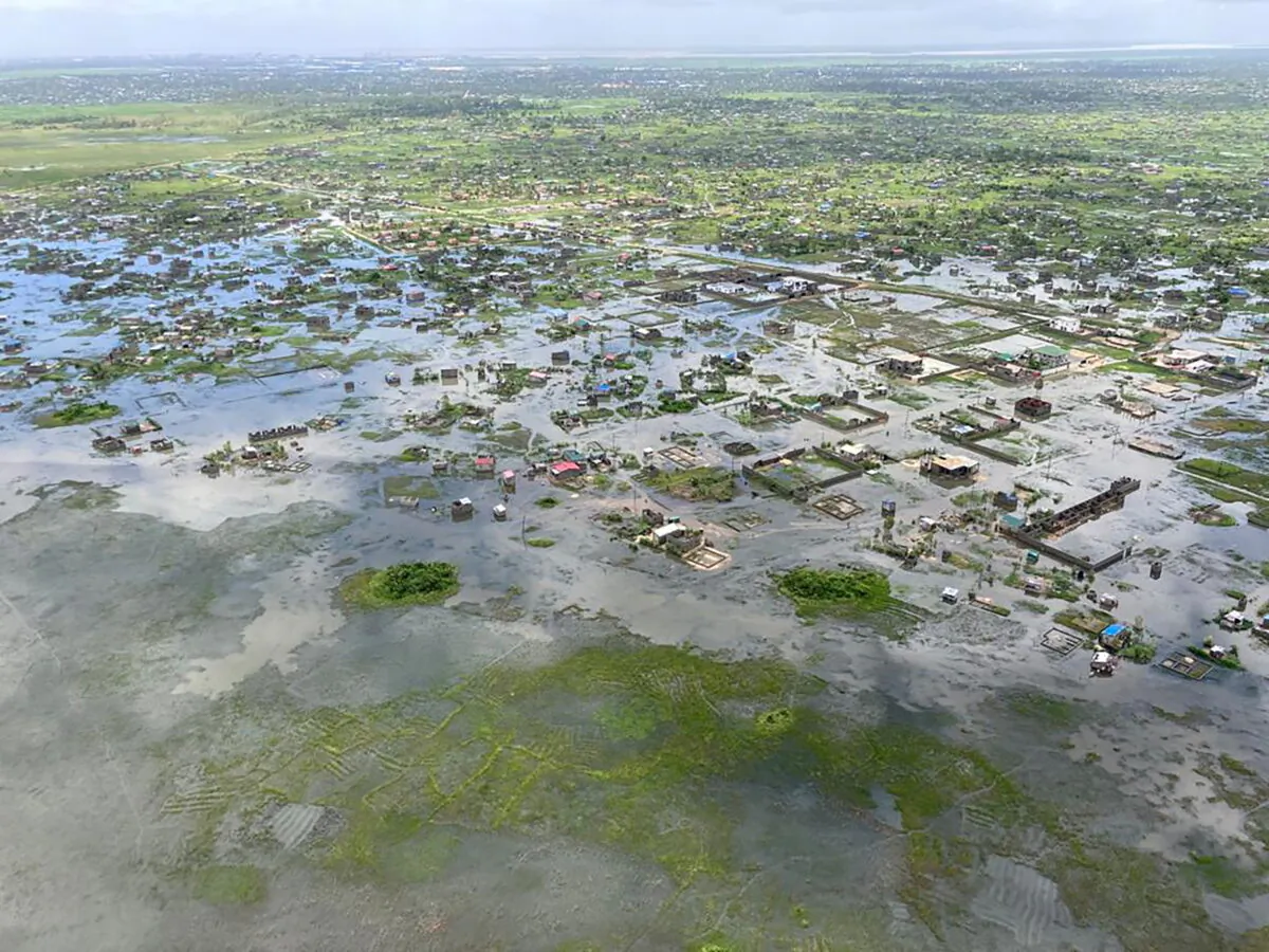 Aerial view of flooding after Tropical Cyclone Eloise, in Beira, Mozambique, on Jan. 22, 2021. (Courtesy of Mercy Air via Reuters)
