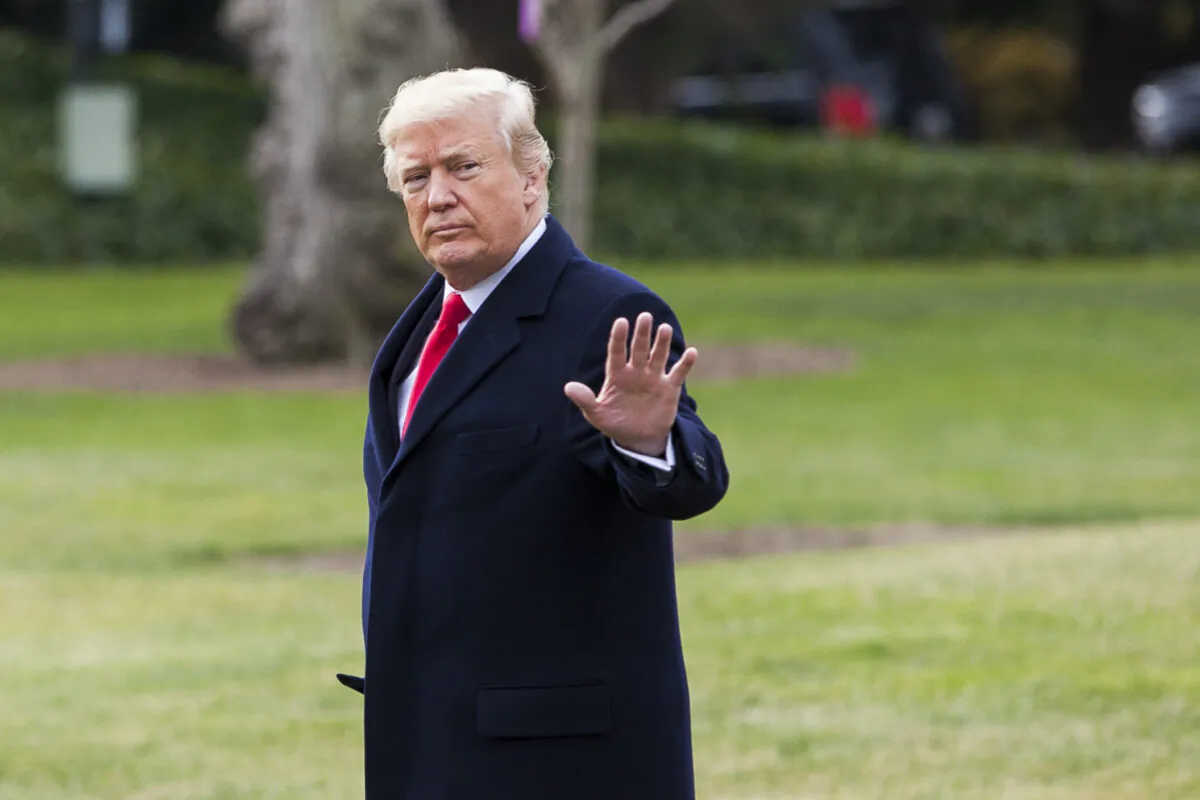 Then-President Donald Trump departs the White House en route to Florida after signing the Tax Cut and Reform Bill in the Oval Office in Washington, on Dec. 22, 2017. (Charlotte Cuthbertson/The Epoch Times)