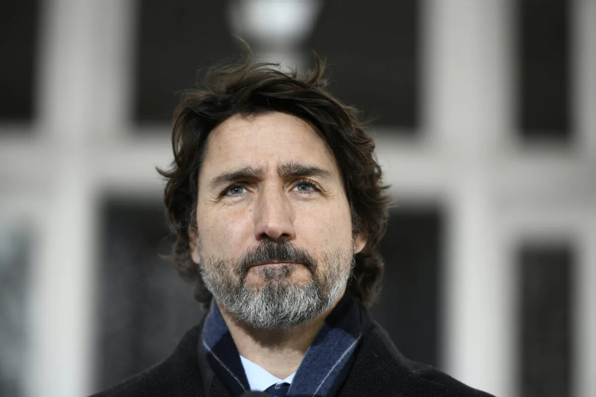 Prime Minister Justin Trudeau speaks during a news conference on the COVID-19 pandemic outside his residence at Rideau Cottage in Ottawa, on Tuesday, Jan. 26, 2021. (Justin Tang/The Canadian Press)