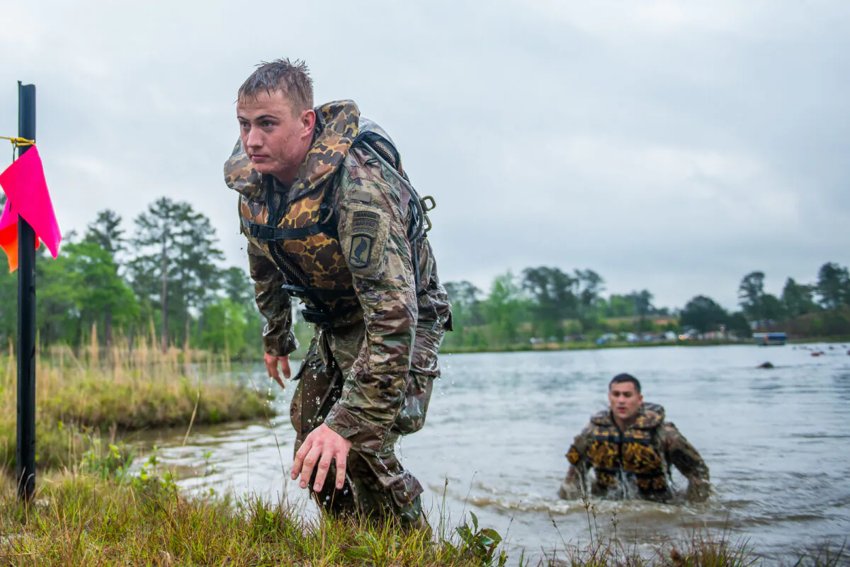 David E. Grange Jr. takes part in the U.S. Army Best Ranger Competition in Fort Benning, Ga., on April 12, 2019. According to a Pentagon report, 71 percent of Americans between the ages of 17 and 24 were ineligible to serve in our military.  (Patrick A. Albright, MCoE PAO Photographer/U.S. Army/CC BY 2.0) 
