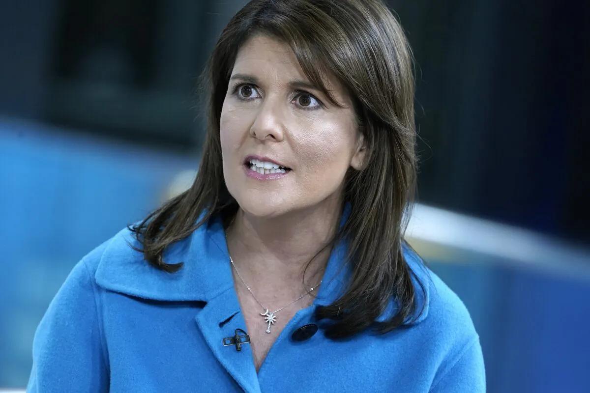 Former UN Ambassador Nikki Haley visits "Fox & Friends" at Fox News Channel Studios in New York City on Nov. 12, 2019. (John Lamparski/Getty Images)