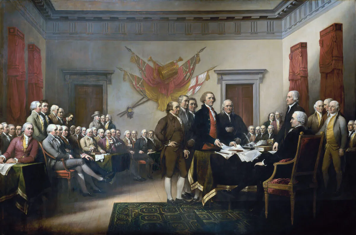 "The Signing of the Declaration of Independence," painted by John Trumbull, 1819. (Public Domain)