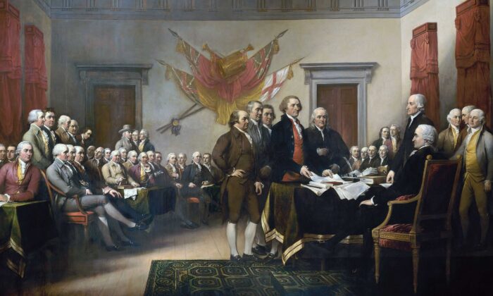 "The Signing of the Declaration of Independence," painted by John Trumbull, 1819. (Public Domain)