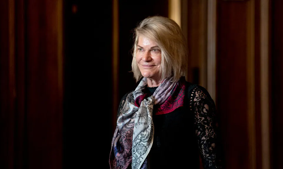 Sen.-elect Cynthia Lummis (R-Wyo.) meets with the media in Washington on Nov. 9, 2020. (Stefani Reynolds-Pool/Getty Images)