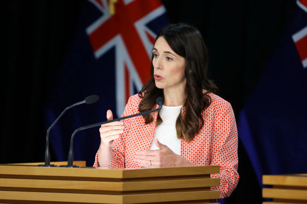 New Zealand Prime Minister Jacinda Ardern during a press conference at Parliament in Wellington, New Zealand on Jan. 26, 2021. (Hagen Hopkins/Getty Images)
