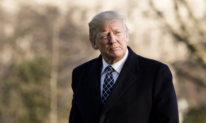 Then-President Donald Trump returns to the White House in Washington on March 25, 2018. (Samira Bouaou/The Epoch Times)