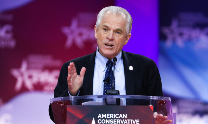 Peter Navarro, then-director of the White House National Trade Council, at the CPAC convention in National Harbor, Md., on March 1, 2019. (Samira Bouaou/  Pezou)