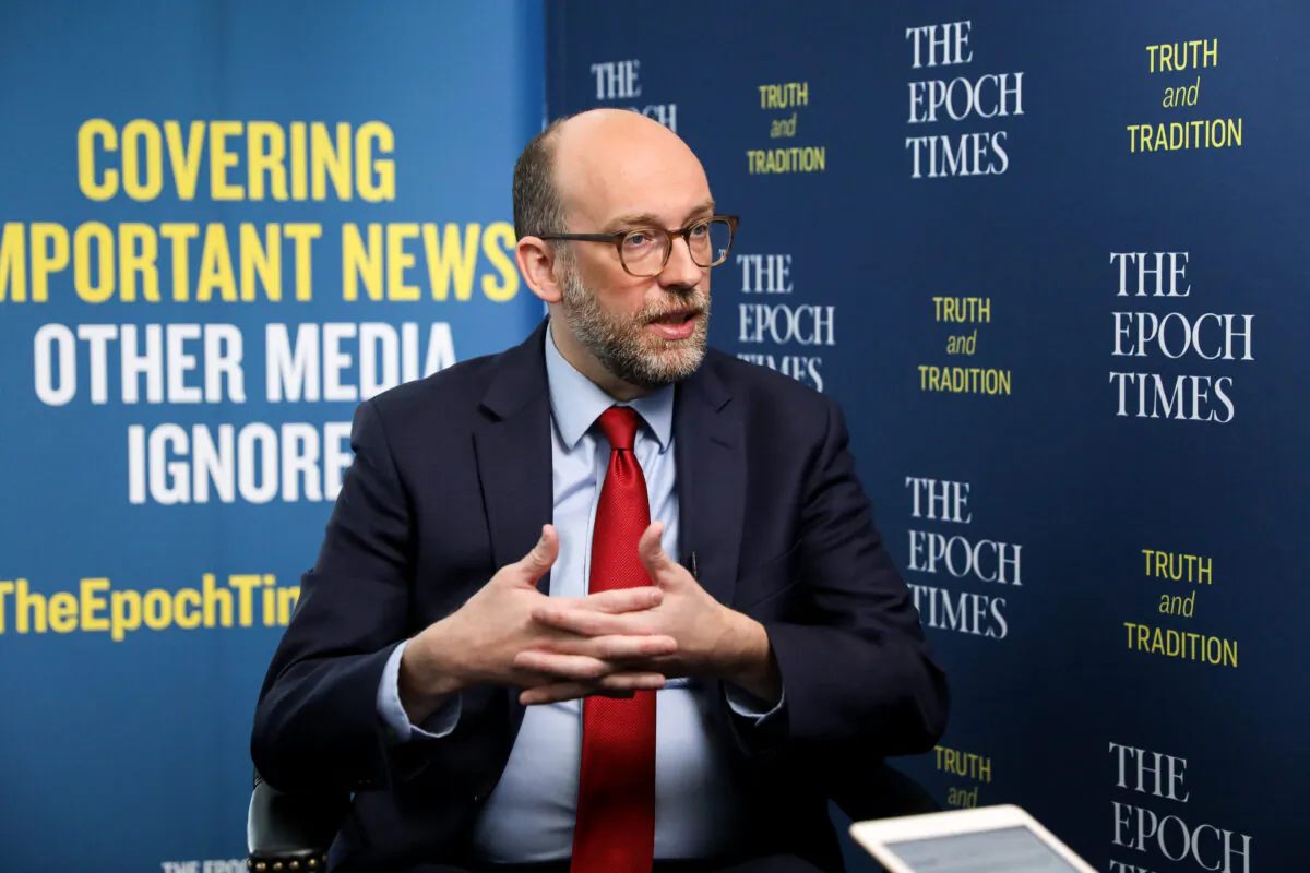 Russ Vought, former acting Director of the Office of Management and Budget, during an interview at National Harbor, Md., on Feb. 29, 2020. (Samira Bouaou/The Epoch Times)