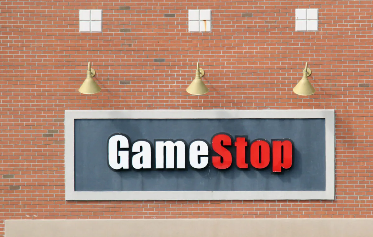 A sign for video game and merchandise retailer GameStop in Levittown, N.Y., on March 16, 2020. (Bruce Bennett/Getty Images)