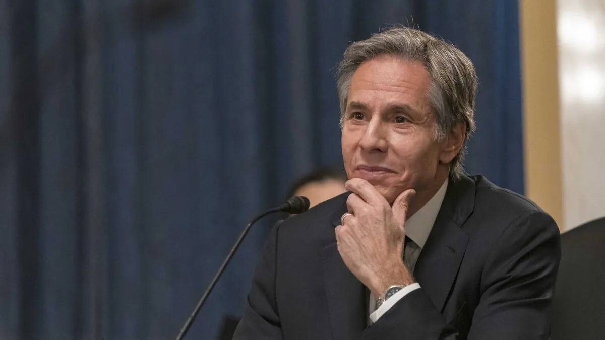 Antony Blinken speaks during his confirmation hearing to be Secretary of State before the U.S. Senate Foreign Relations Committee in Washington on Jan. 19, 2021. (Alex Edelman/Pool/Getty Images)
