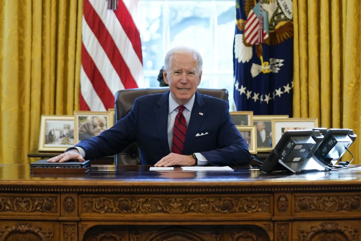 President Joe Biden delivers remarks on health care in the Oval Office of the White House in Washington on Jan. 28, 2021. (Evan Vucci/AP Photo)