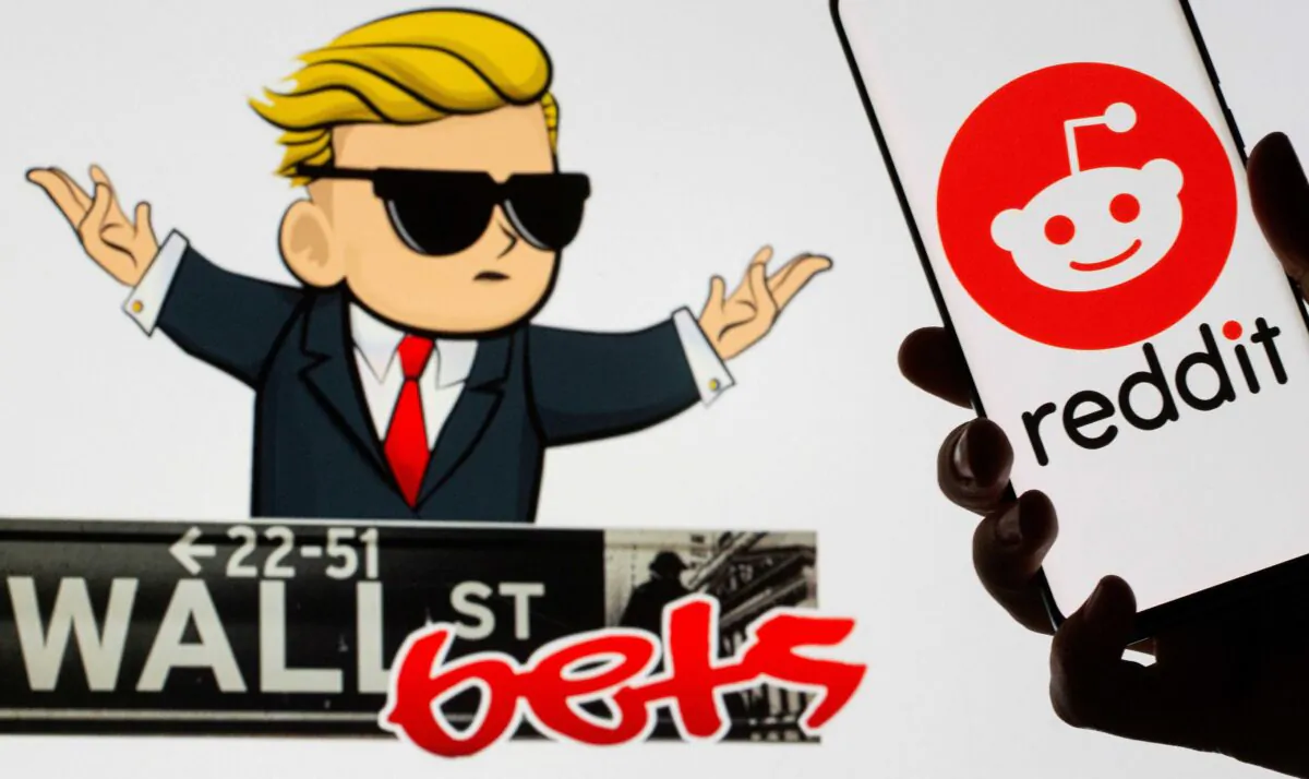 The Reddit logo is seen on a smartphone in front of a displayed WallStreetBets logo in this illustration taken on Jan. 28, 2021. (Dado Ruvic/Reuters)