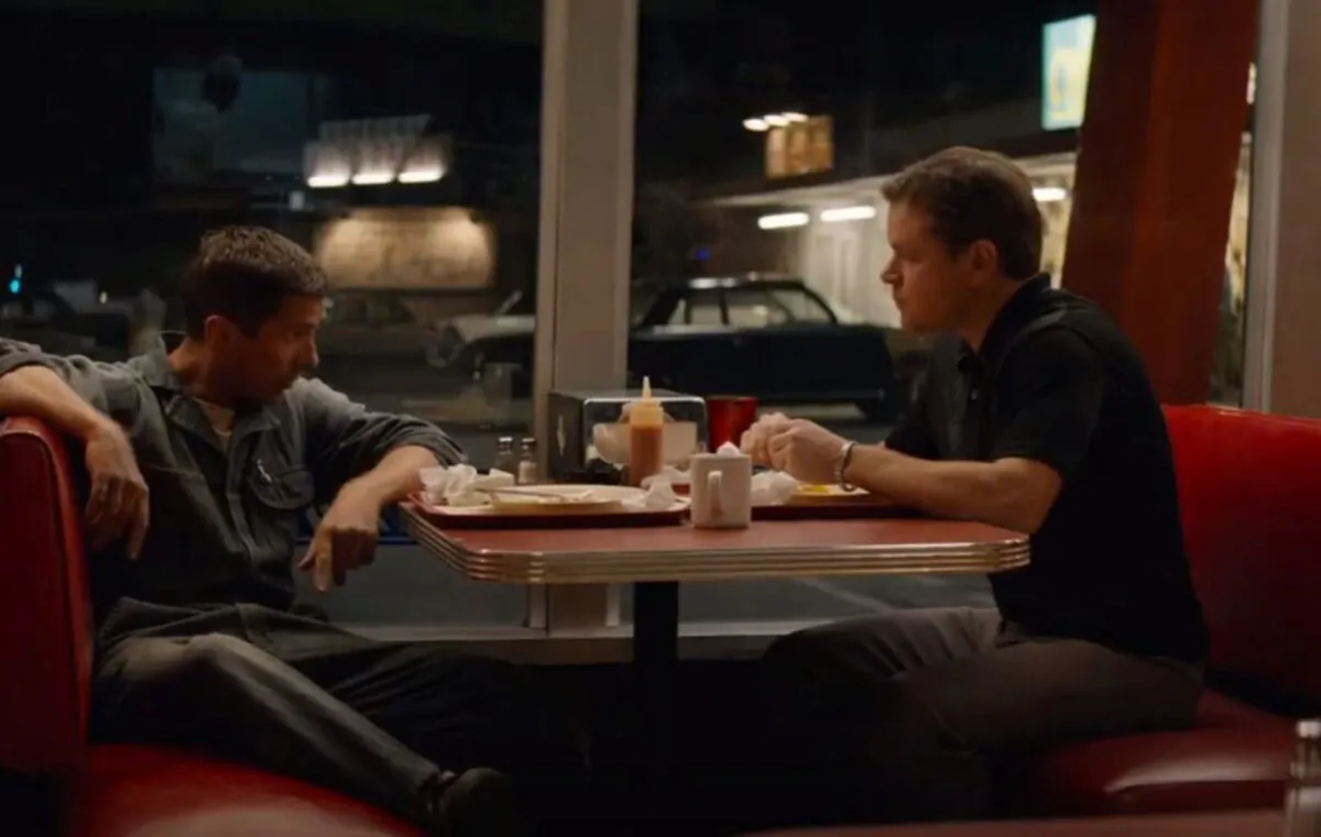 Ken Miles (Christian Bale) and Carroll Shelby (Matt Damon) chase after their dreams of racing fame and fortune. (Twentieth Century Fox)