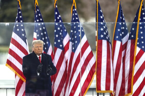 Trump greets the crowd at the "Stop The Steal" Rally