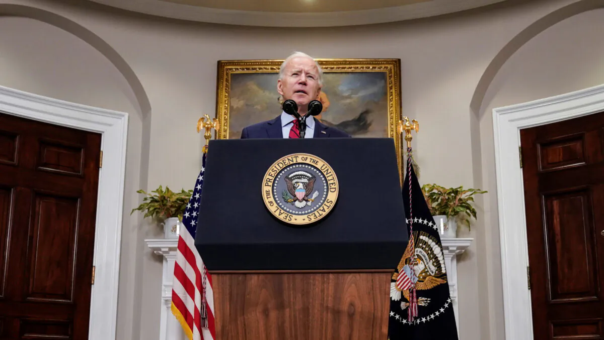 U.S. President Joe Biden speaks after the House of Representatives passed his $1.9 trillion coronavirus relief package in the Roosevelt Room of the White House in Washington, U.S. on Feb. 27, 2021. (Joshua Roberts/REUTERS)
