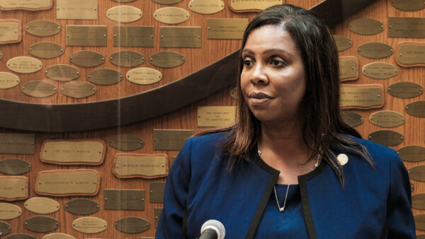 Letitia James speaks at a news conference