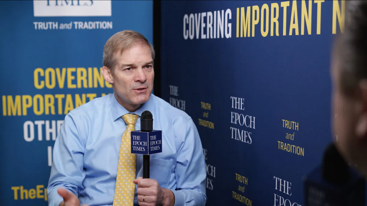 Rep. Jim Jordan (R-Ohio) during an interview with The Epoch Times' "American Thought Leaders" program at the Conservative Political Action Conference (CPAC) in Orlando, Fla., on Feb. 28, 2021. (Tal Atzmon/The Epoch Times)