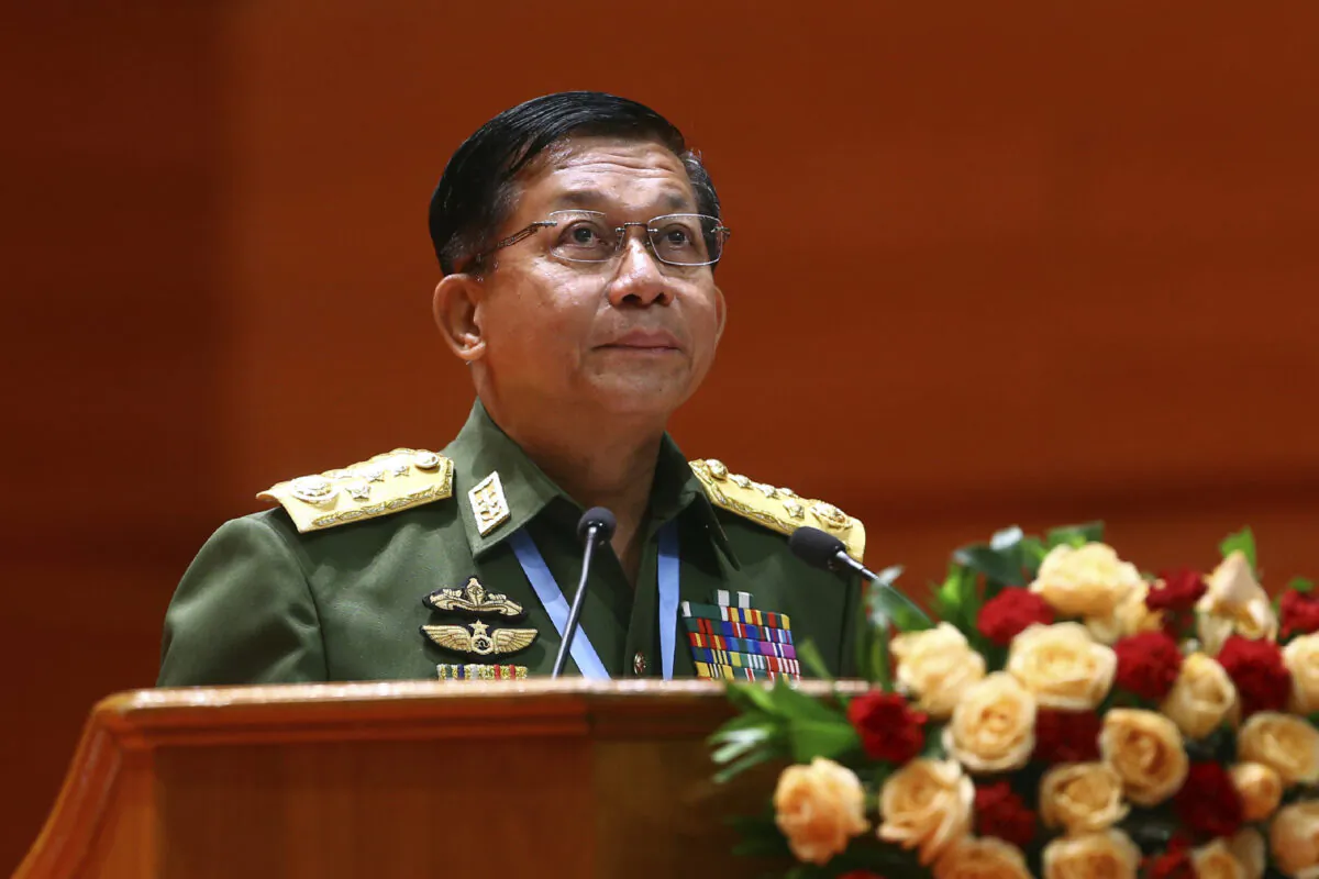 Burma's Army Commander-in-Chief Senior Gen. Min Aung Hlaing speaks in Naypyitaw, Burma, on July 11, 2018. (Aung Shine Oo/File/AP Photo)