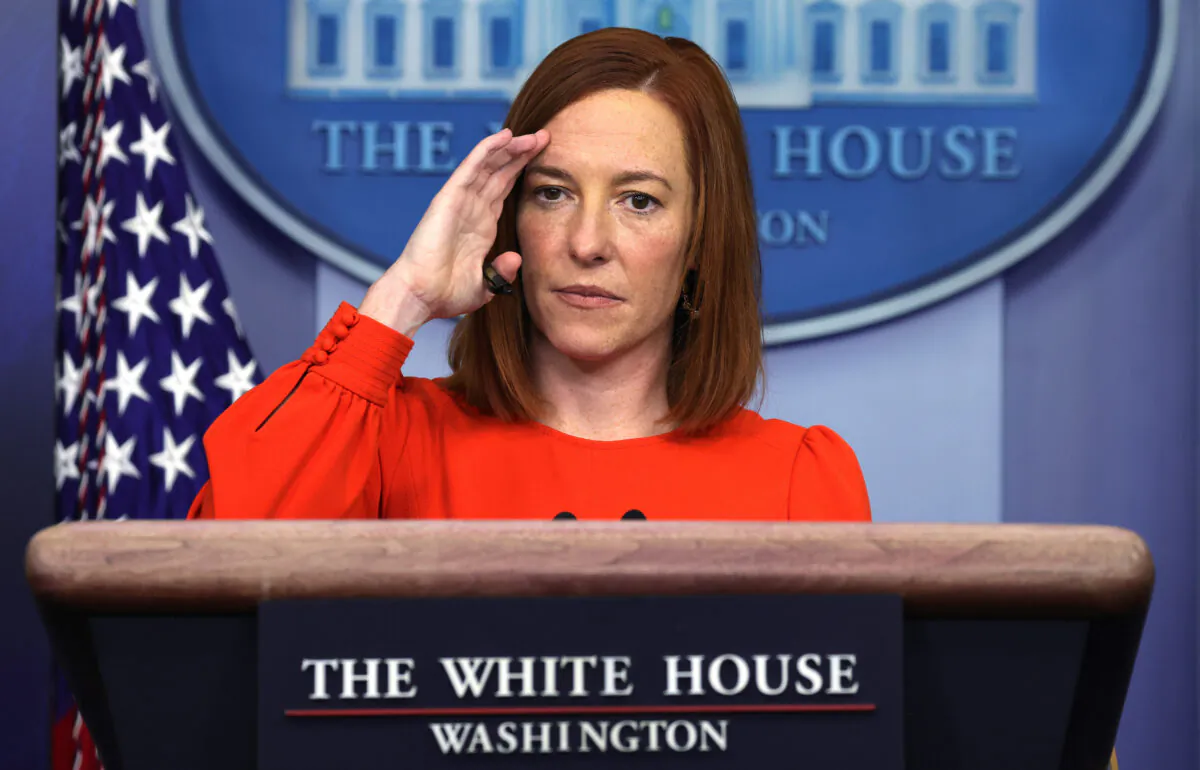 White House press secretary Jen Psaki speaks during a press briefing at the James Brady Press Briefing Room of the White House in Washington on Jan. 21, 2021. (Alex Wong/Getty Images)