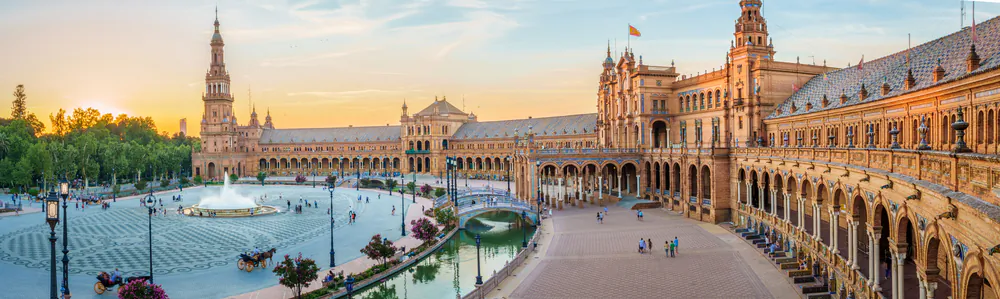 Seville’s grand Plaza de España was built as part of the Ibero-American Exposition of 1929, to express Spain’s cultural and socioeconomic wealth. (LucVi/Shutterstock.com)