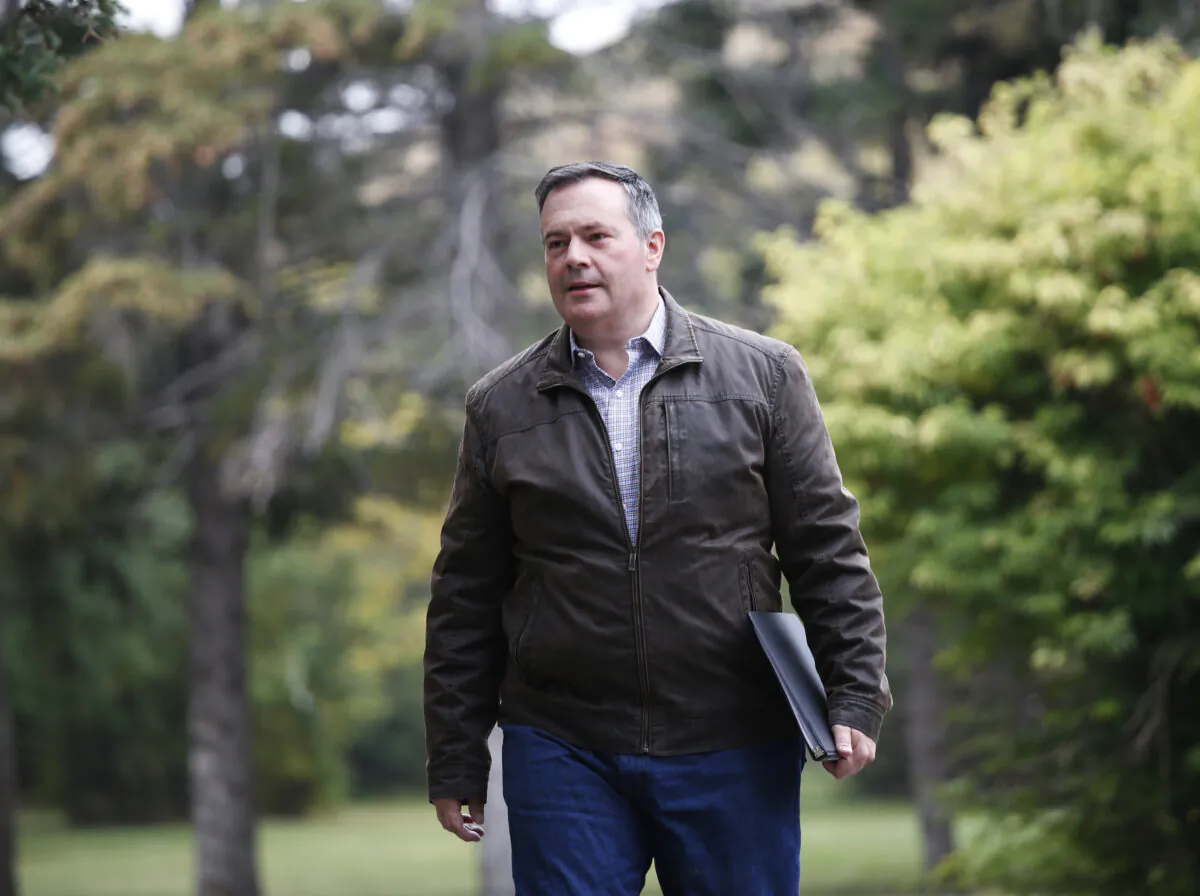 Alberta Premier Jason Kenney arrives for an announcement at a news conference in Calgary, Alta., Canada on Sept. 15, 2020. (Todd Korol/The Canadian Press)