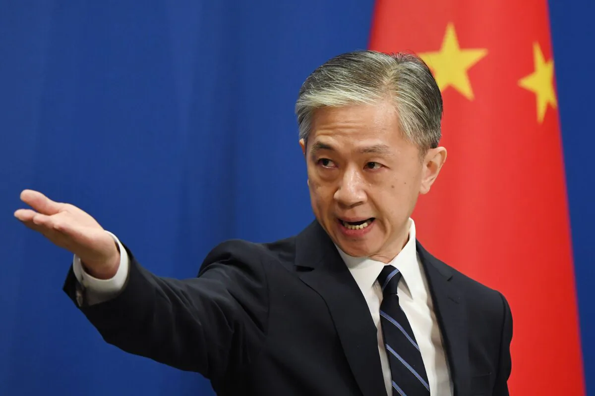 Chinese Foreign Ministry spokesman Wang Wenbin takes a question during the daily Foreign Ministry briefing in Beijing, China, on July 24, 2020. (Greg Baker/AFP via Getty Images)