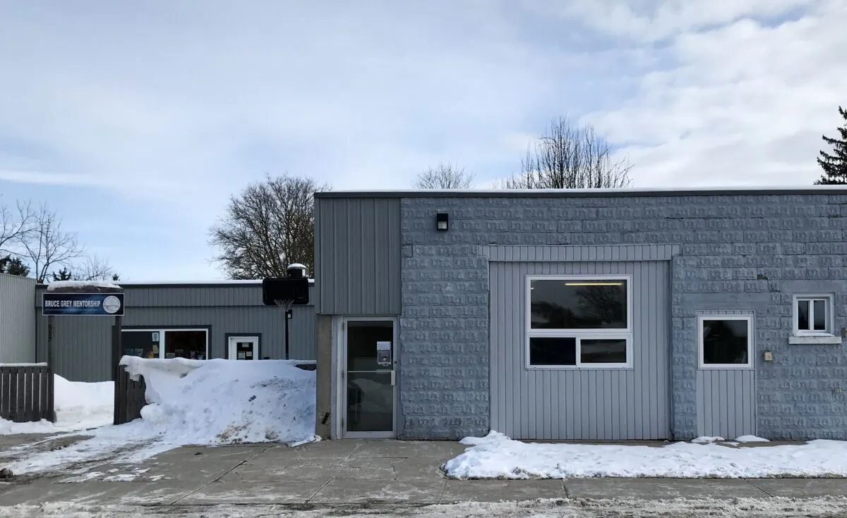 Photo shows the Bruce Grey Mentorship building on the left and the laundromat next to it where the proposed cannabis store will be if True North Cannabis Co.’s application is approved. (Courtesy of Greg Dow)