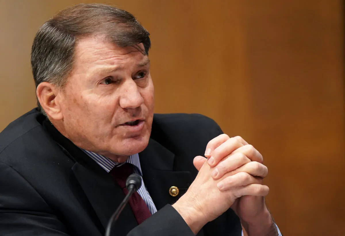 Sen. Mike Rounds (R-S.D.) speaks in Washington on Jan. 27, 2021. (Leigh Vogel/Pool/AFP via Getty Images)