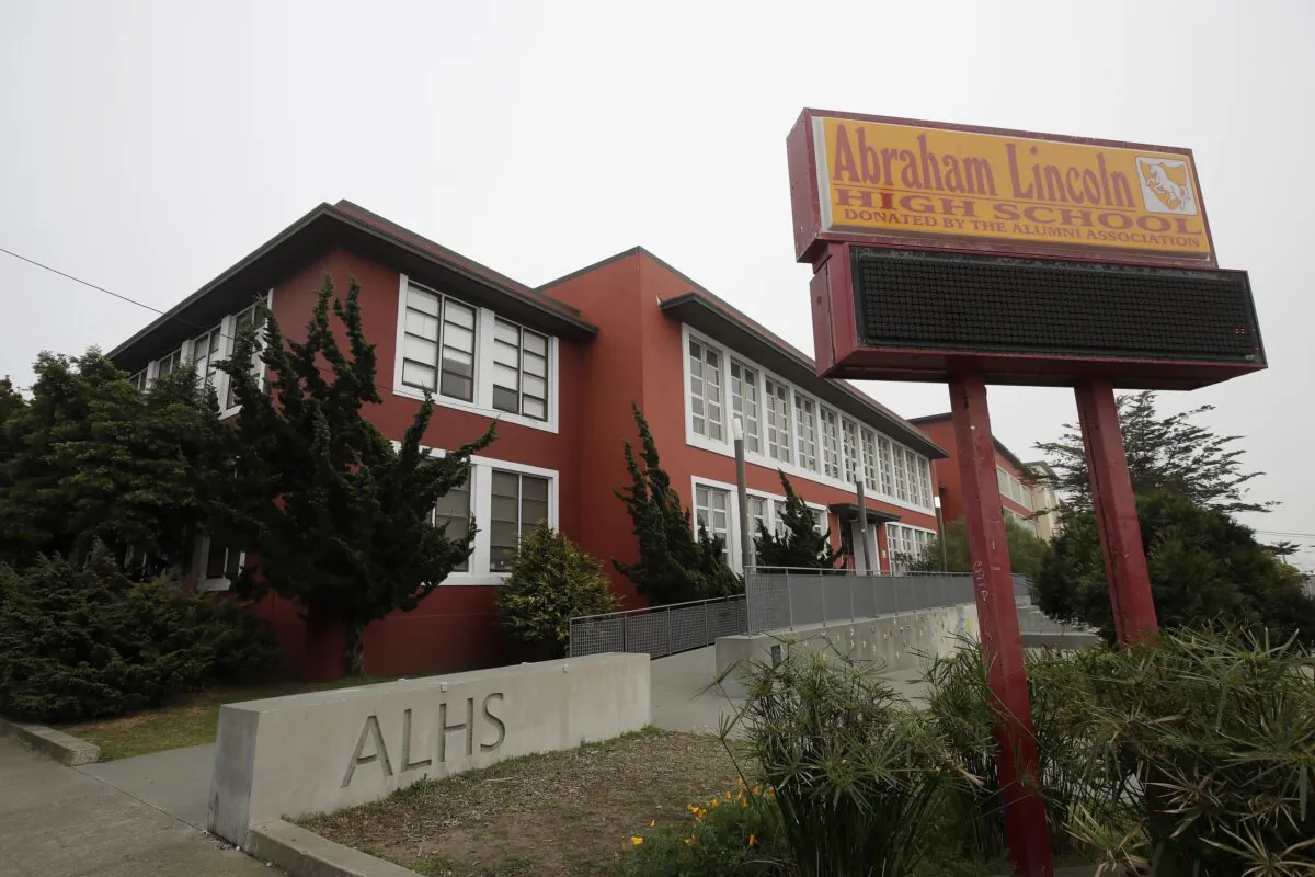 Abraham Lincoln High School in San Francisco, Calif., is seen on March 12, 2020. (Jeff Chiu/AP Photo)