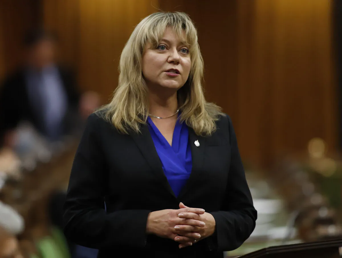 Conservative MP Tracy Gray asks a question during question period in the House of Commons on Parliament Hill in Ottawa, Canada, on Dec. 11, 2020. (Patrick Doyle/The Canadian Press)