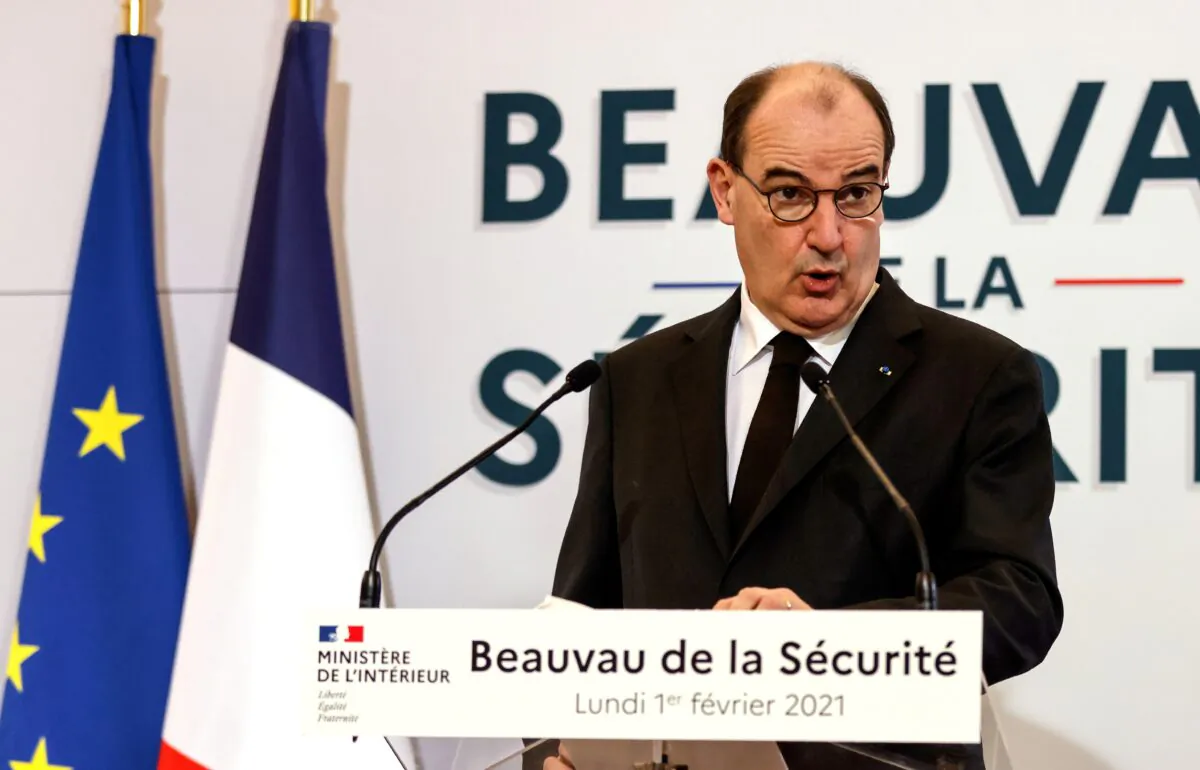 France's Prime Minister Jean Castex addresses a meeting of the "Beauvau de la Securite" on the theme of security, at the Interior Ministry in Paris, France on Feb. 1, 2021. (Thomas Coex/Pool via Reuters)