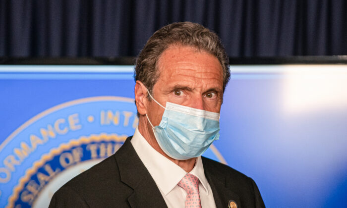 New York Gov. Andrew Cuomo attends a briefing at the Office of the Governor of the State of New York, N.Y., on June 12, 2020. (Jeenah Moon/Getty Images)