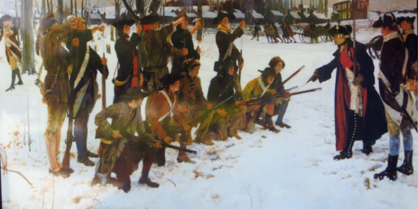 Baron_Steuben_drilling_troops_at_Valley_Forge_by_E_A_Abbey_