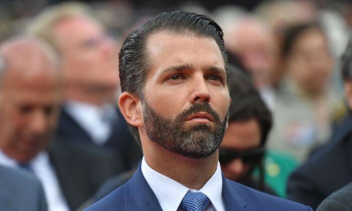 Donald Trump Jr. at the Normandy American Cemetery and Memorial in Colleville-sur-Mer, Normandy, northwestern France, on June 6, 2019. (Mandel Ngan/AFP via Getty Images)