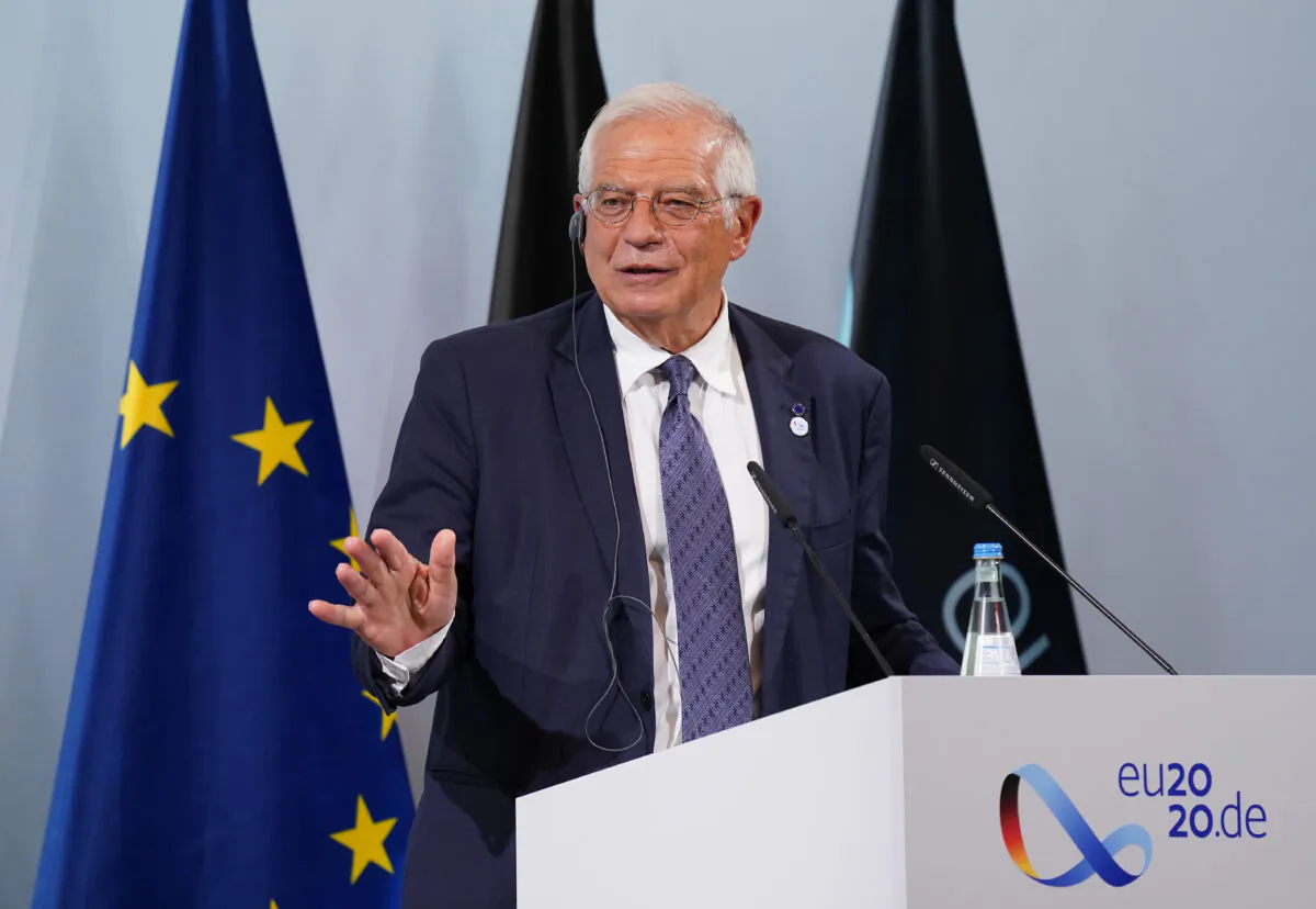 Josep Borell, High Representative of the European Union for Foreign Affairs and Security Policy, speaks to the media in Berlin on Aug. 26, 2020. (Sean Gallup/Getty Images)