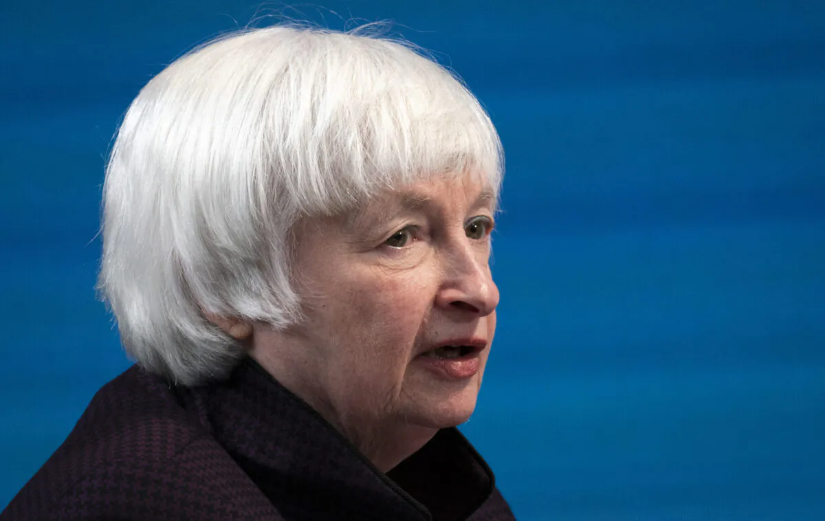 Treasury Secretary Janet Yellen speaks during a virtual roundtable in Washington on Feb. 5, 2021. (Drew Angerer/Getty Images)