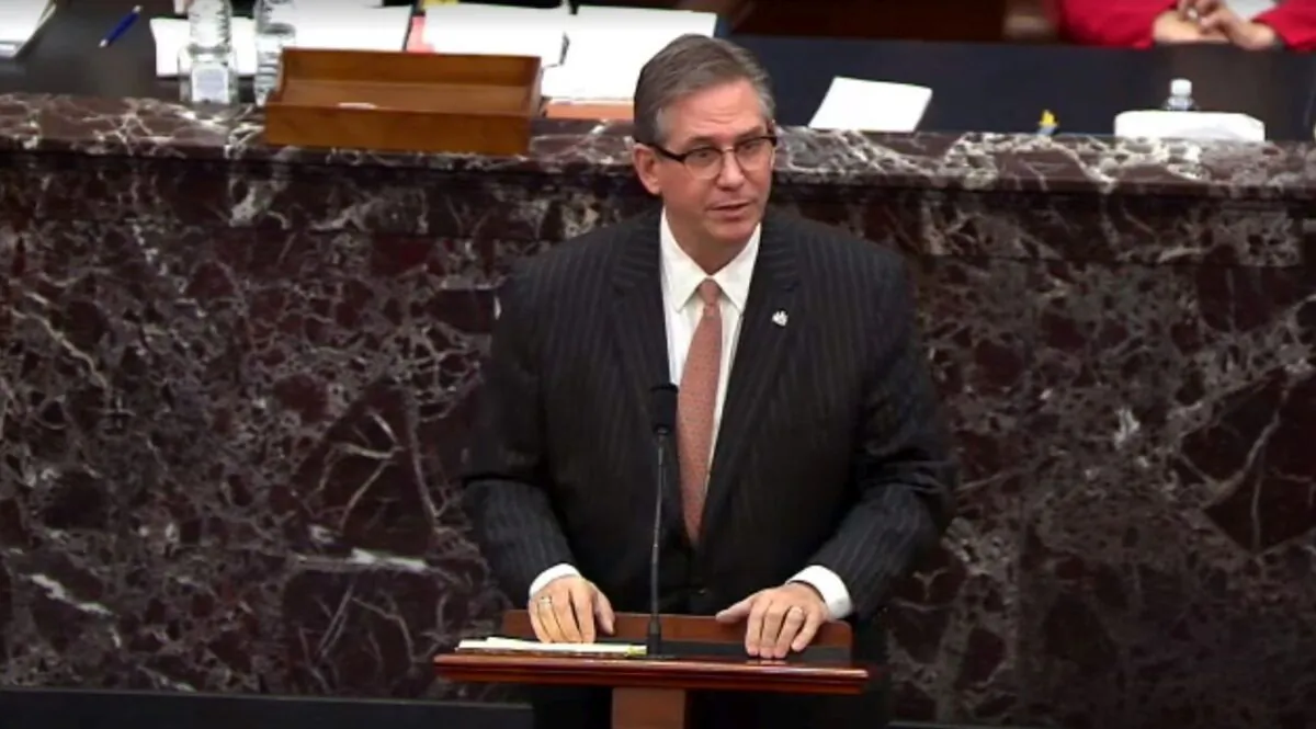 In this screenshot taken from a Congressional webcast, Bruce Castor Jr. defense lawyer for former President Donald Trump speaks on Feb. 8, 2021. (congress.gov via Getty Images)