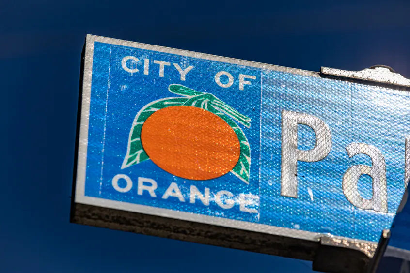 Street signs near Chapman University in Orange, Calif., on Oct. 14, 2020. (John Fredricks/The Epoch Times)