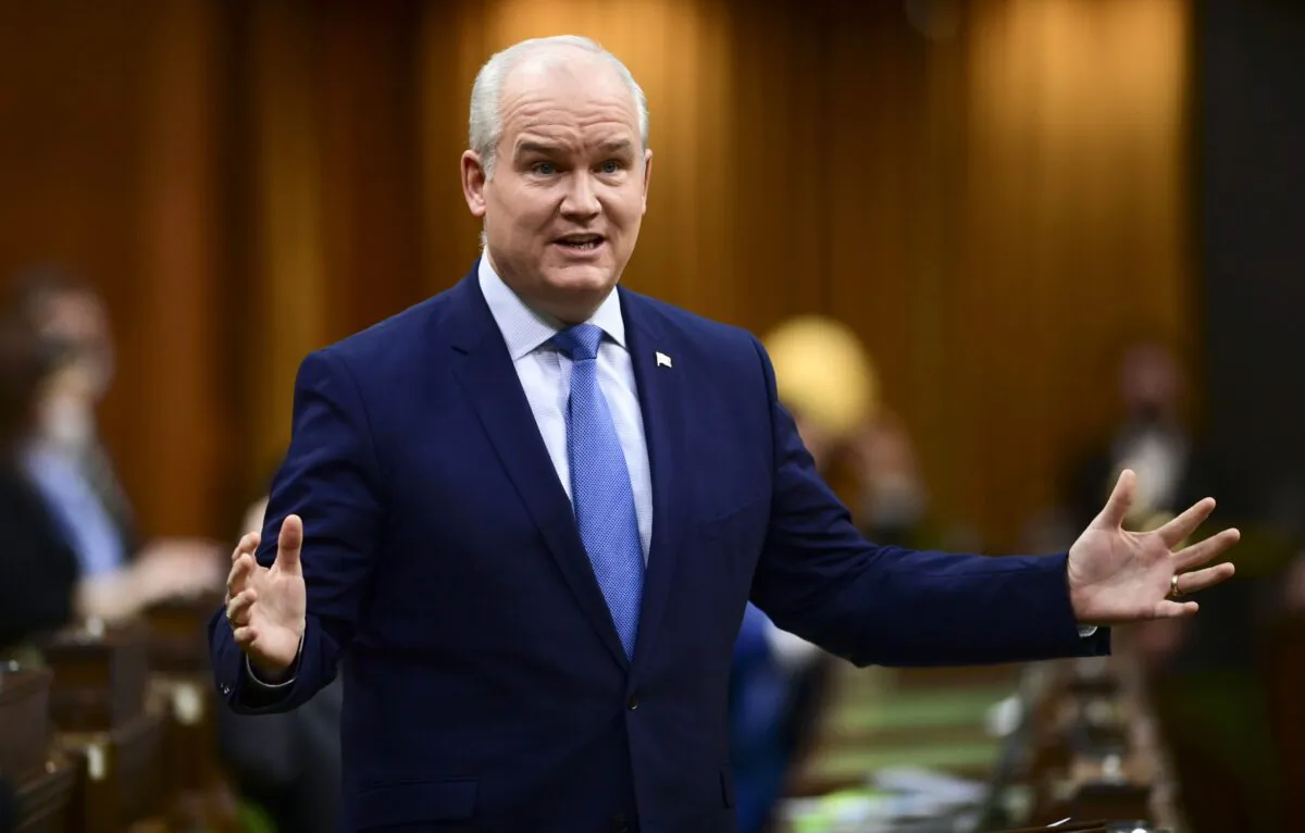 Conservative Leader Erin O'Toole rises during question period in the House of Commons on Jan. 28, 2021. (The Canadian Press/Sean Kilpatrick)