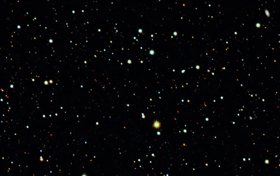 The vicinity of the Tucana II ultrafaint dwarf galaxy, as imaged with the SkyMapper Telescope. (Anirudh Chiti, MIT)