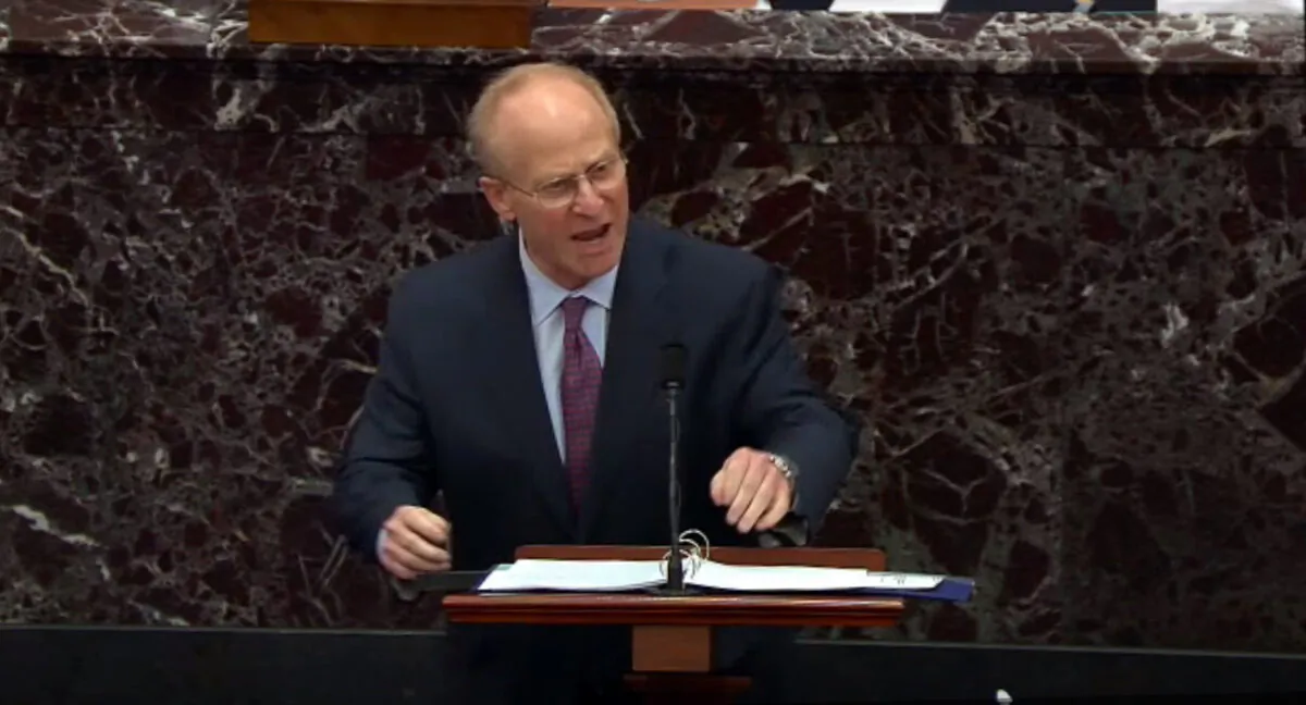 David Schoen, defense lawyer for former President Donald Trump, speaks on the first day of former President Donald Trump's second impeachment trial at the U.S. Capitol in Washington on Feb 9, 2021. (congress.gov via Getty Images)