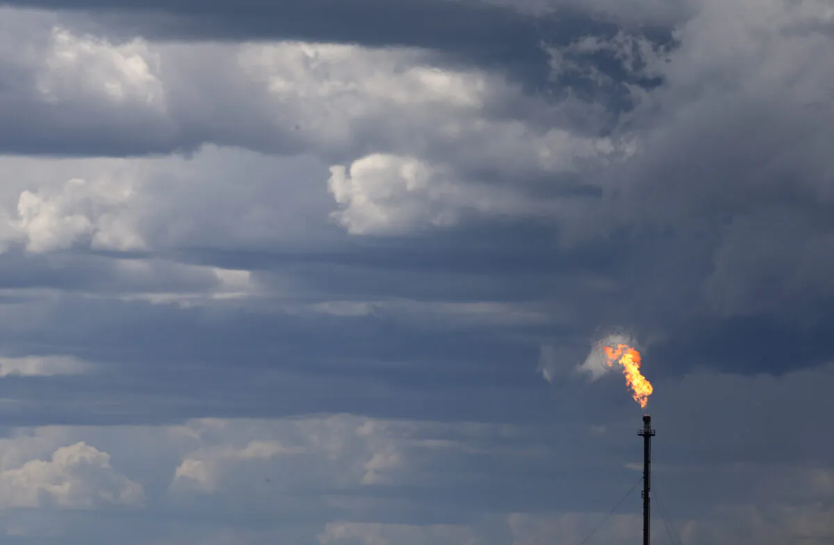 A flare stack at an oilsands facility north of Fort McMurray in a file photo. (Cole Burston/AFP via Getty Images)