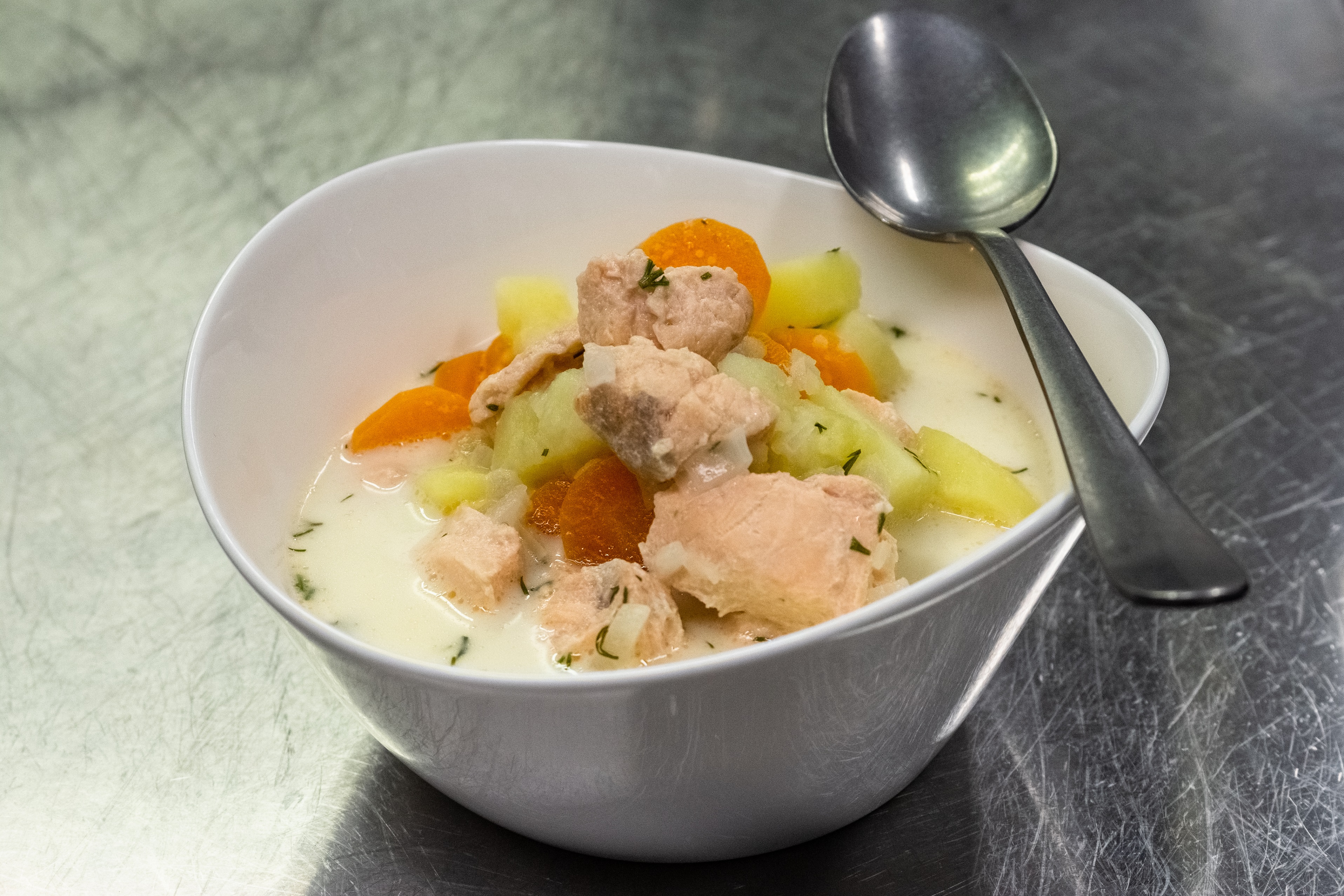 Salmon soup, local fish Tiina Salonen - Aurora Holidays