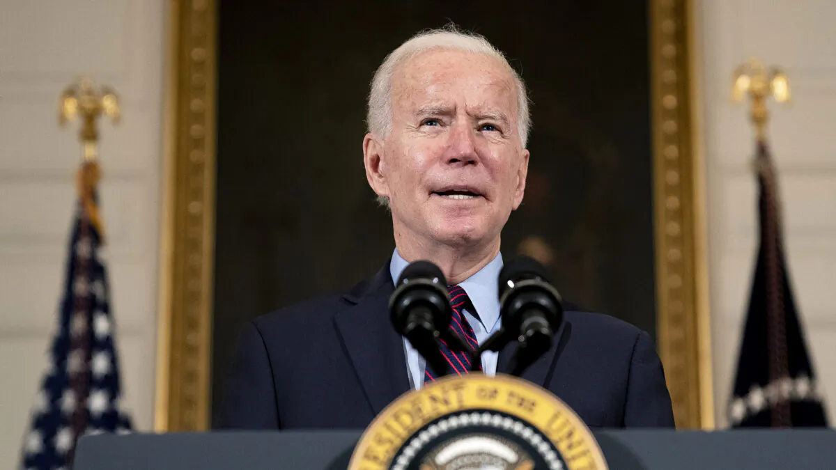 President Joe Biden speaks at the White House on Feb. 5, 2021. (Stefani Reynolds-Pool/Getty Images)
