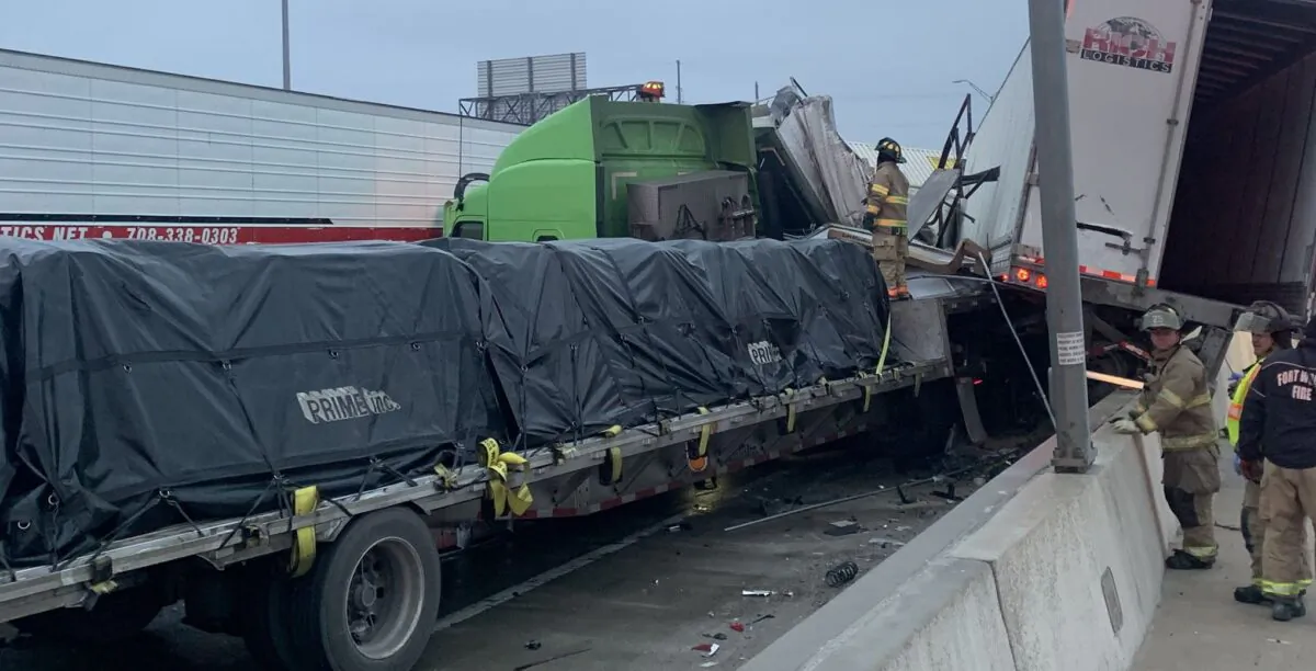 At least five people died and dozens were injured following a 100-car pileup near Fort Worth, Texas, said officials, on Thursday Feb. 11, 2021. (Fort Worth Fire Dept.)